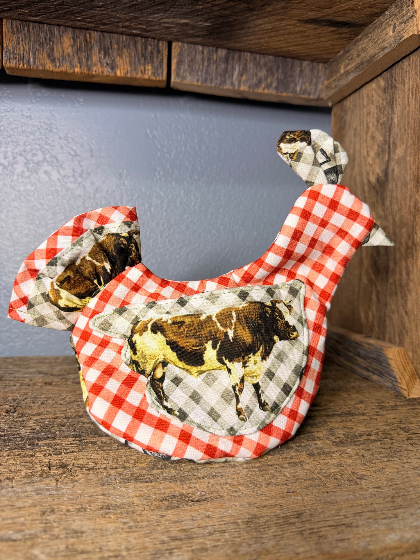 Scrappy Chicken Oven Mitt - Dairy Farm Patchwork