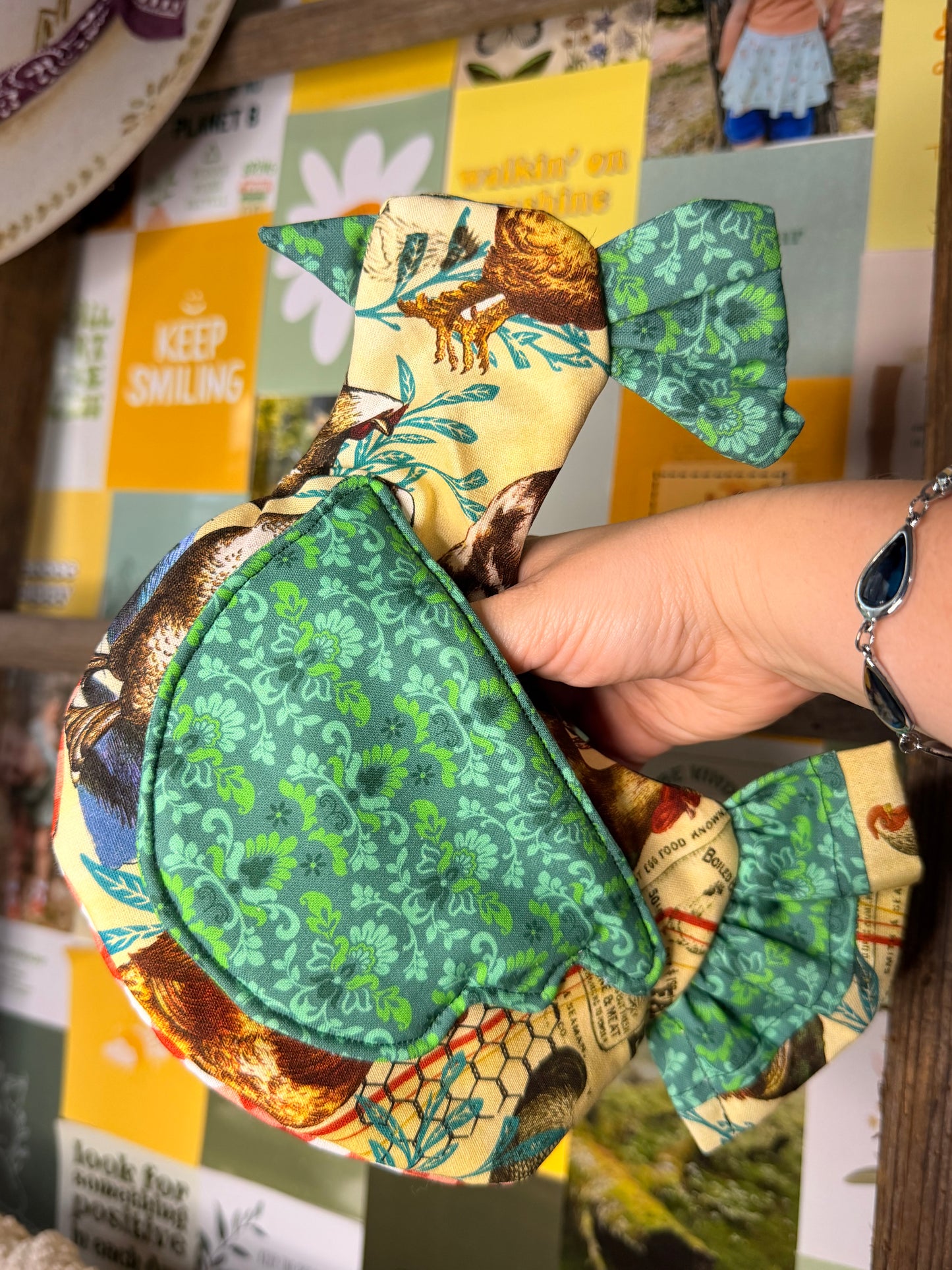 Scrappy Chicken Oven Mitt - Cozy Coop Patchwork