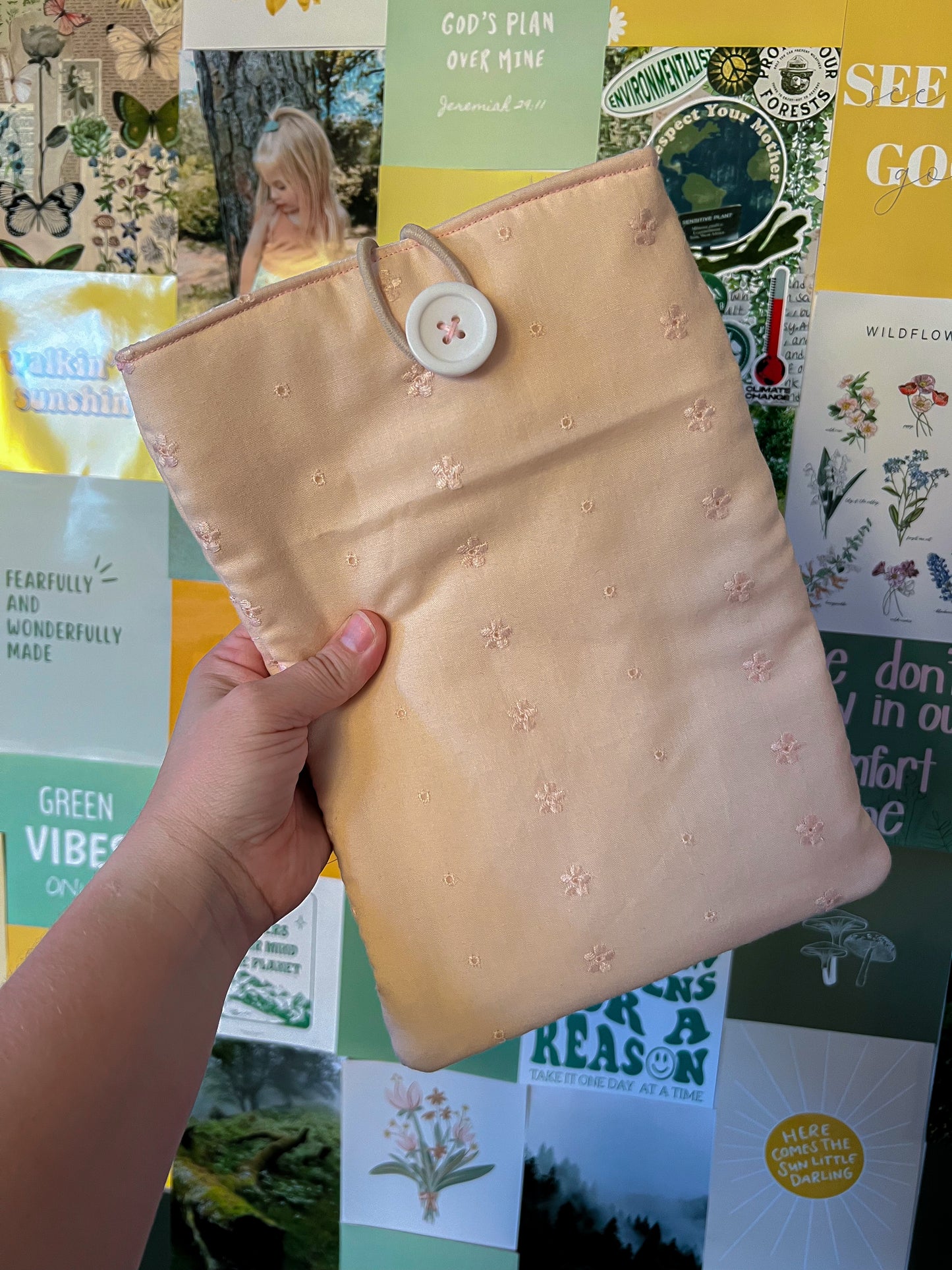 Dainty Pink Floral Book Sleeve