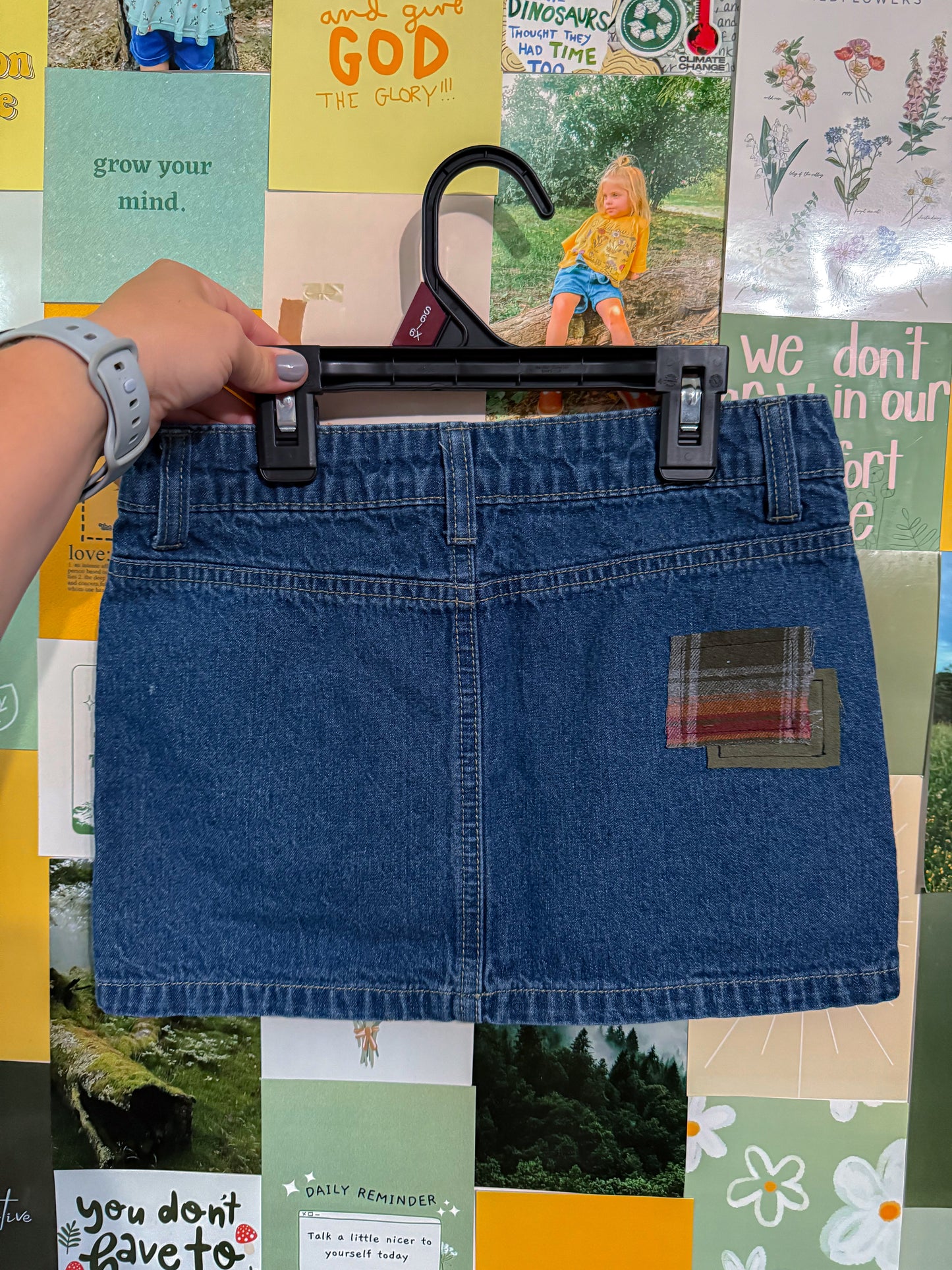 Harvest Flannel Denim Skirt