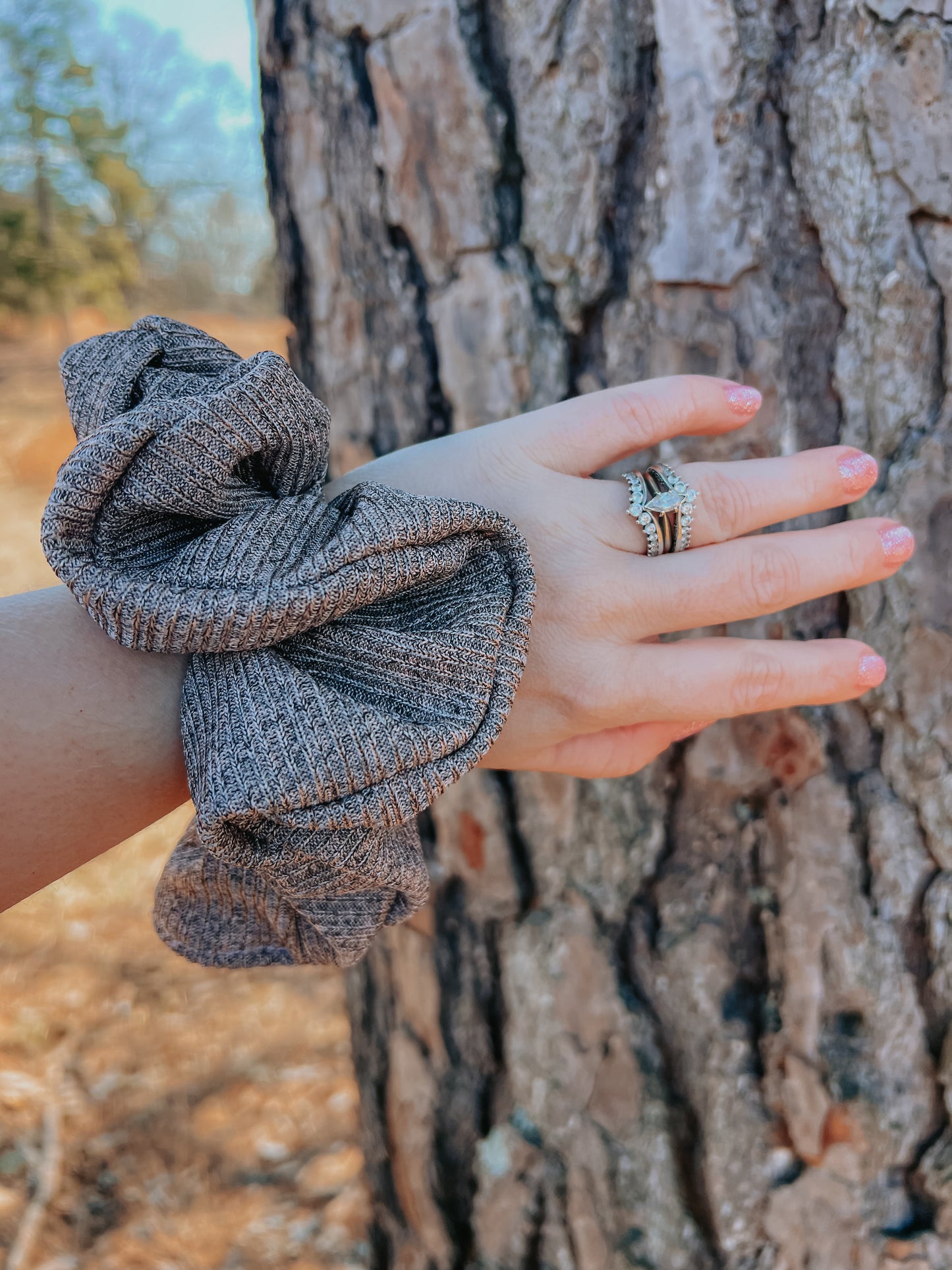 Beige Shimmer Scrunchie