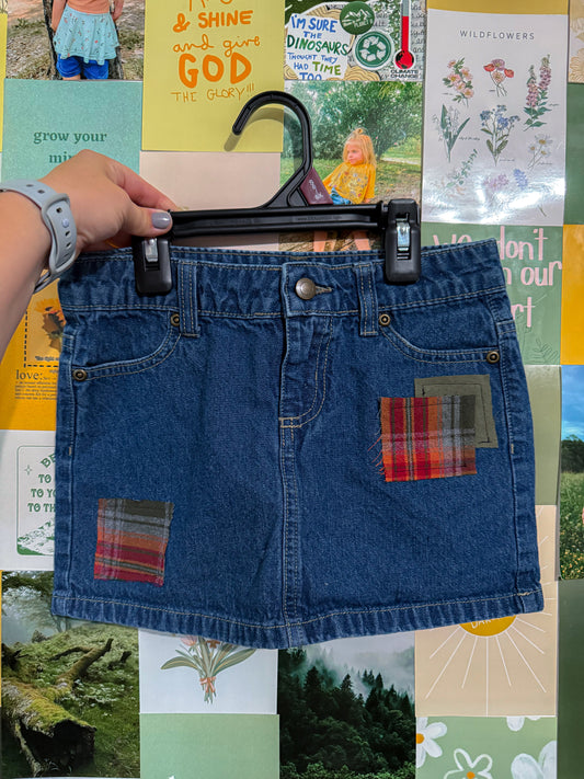 Harvest Flannel Denim Skirt